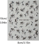 JMEOWIO 6 Blatt 3D Nagelsticker Blumen Nail Art Sticker Selbstklebend Nagelaufkleber 5D Stereoscopico Frühling Sommer Blumen Dekoration Nageldesign Zubehör