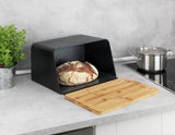 WENKO Kubo Cestino per il Pane con Tagliere in Bambù, Contenitore Versatile per il Pane con Coperchio e Tagliere in bambù Integrato, Contenitore per Alimenti, Resistente per il Pane, 35 x 20,5 x 26 cm, Nero/Naturale Naty Shop