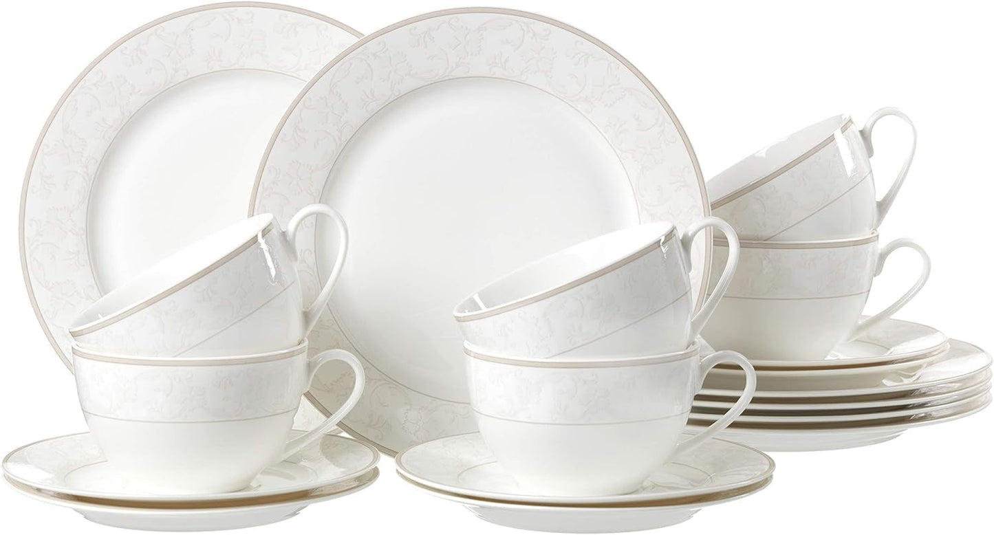 Ritzenhoff & Breker Servizio da caffè Isabella, 18 pezzi, porcellana fine, bianco con ornamenti, 37 x 26 x 25 cm