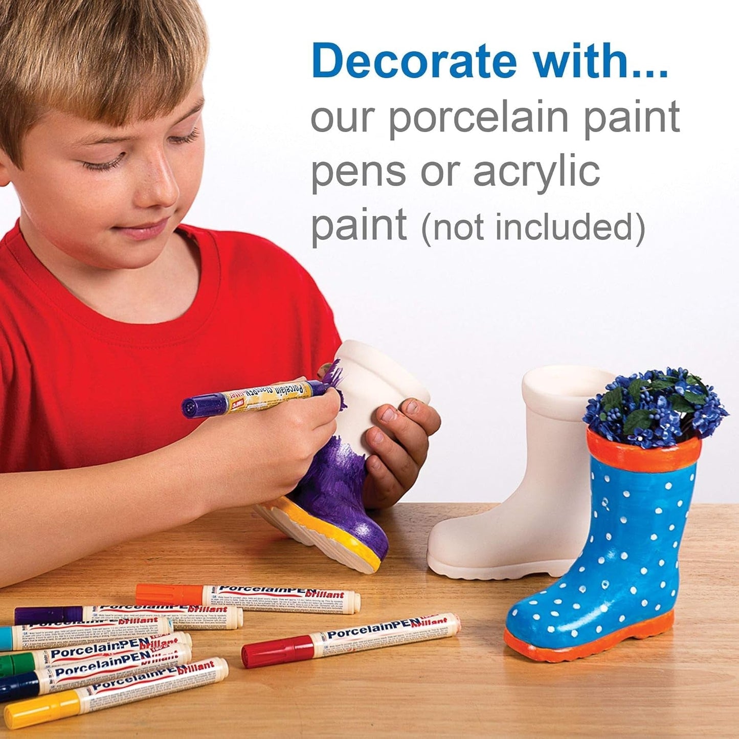 Vasi in ceramica per bambini Baker Ross 'Wellies' (confezione da 2)