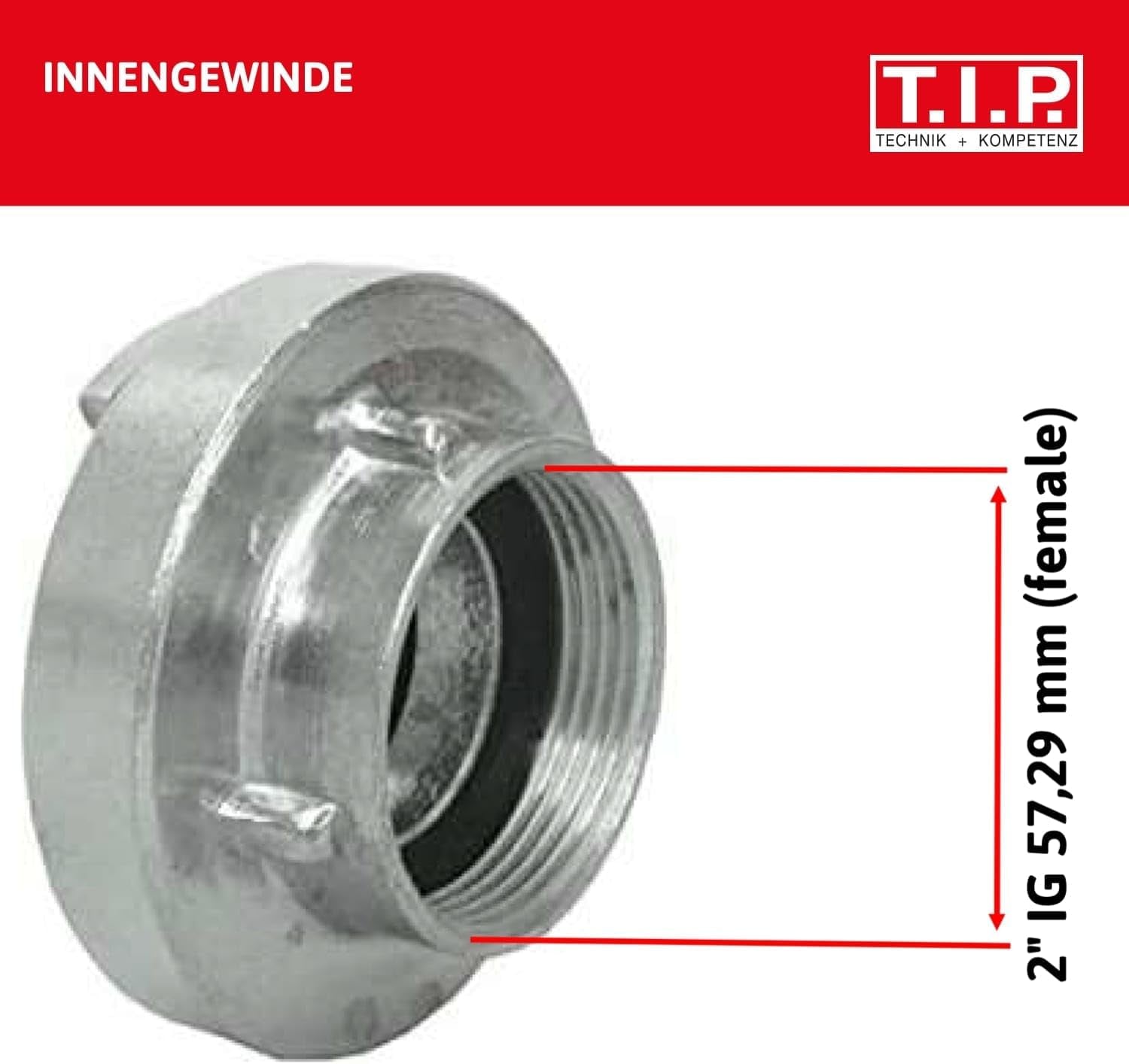 Giunto Storz TIPO C 52, filettatura interna da 2", per tubi e raccordi con O-ring in nitrile per inserti di aspirazione e pressione, in alluminio, 31092