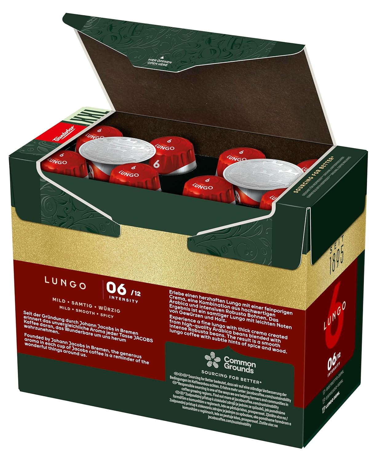 Jacobs Kaffeekapseln Lungo Classico, Megapack XXL, Intensität 6/12, 5 x 40 Getränke, Nespresso* compatibile Kaffee Kapseln, 200 Kapseln
