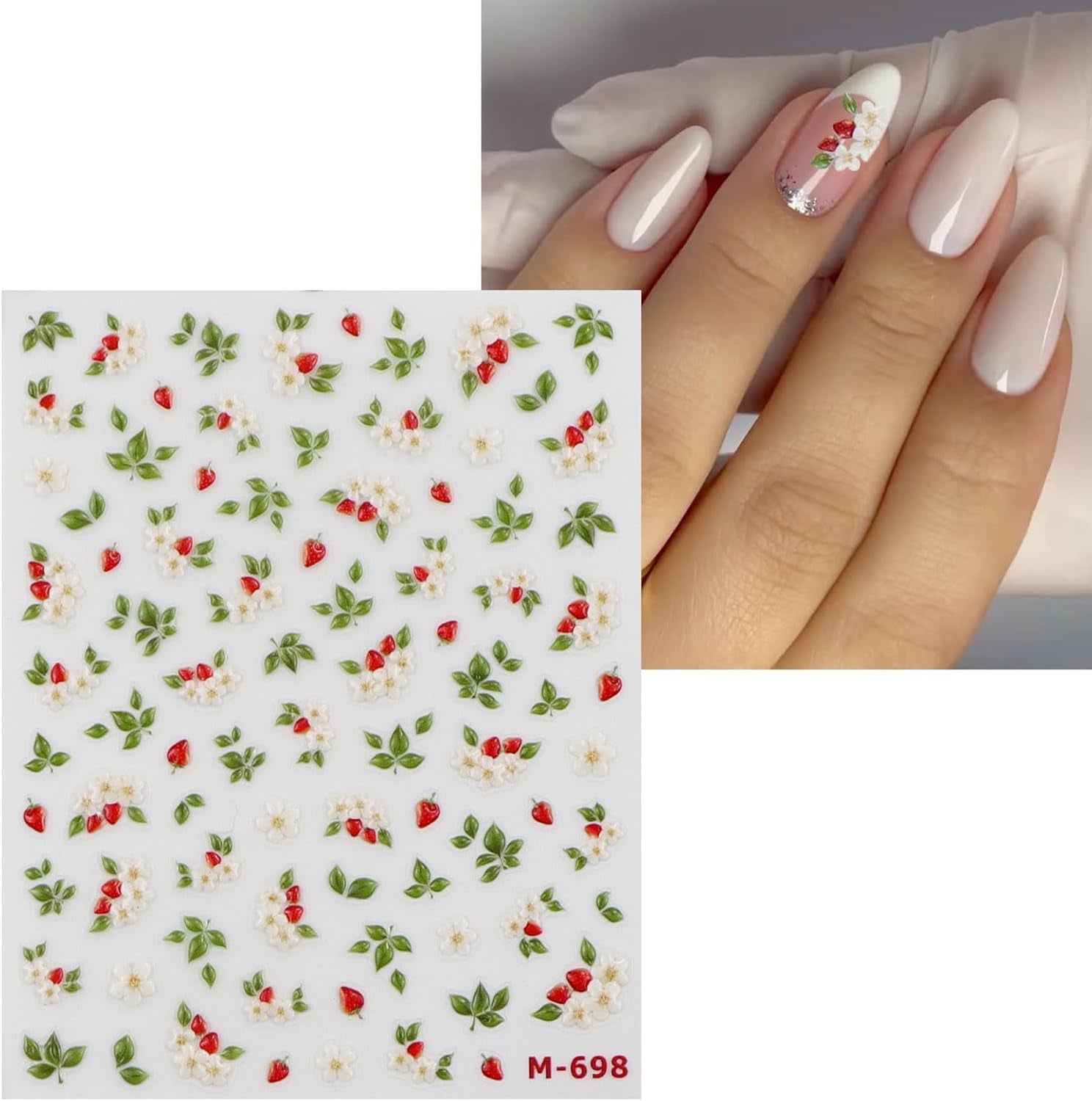 JMEOWIO 3D Nagelsticker Blume Nerdbeerenail Art Sticker Self-klebend Nagelaufkleber 5D Stereoscopico Decorazione Nageldesign Zubehör 1 Blatt