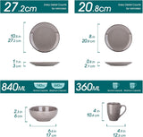 Set di stoviglie Vancasso per 12 persone Set di stoviglie in gres Navia Set combinato da 48 pezzi con piatti Piatti da insalata Ciotole e tazze Look vintage Design naturale