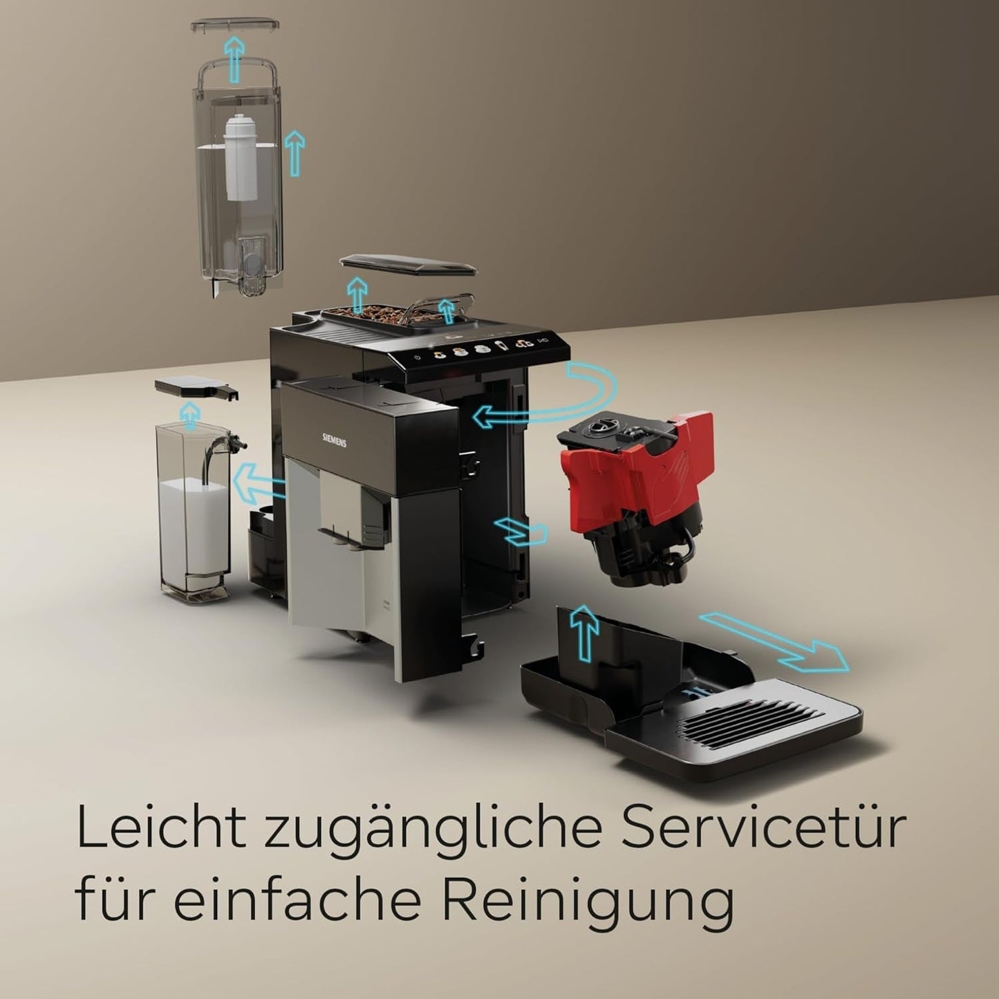Macchina per caffè espresso completamente automatica Siemens EQ500 TQ513D01, molte specialità di caffè, montalatte, contenitore per il latte integrato, pulizia automatica a vapore, 1500 W, luce naturale argento/nero pianoforte