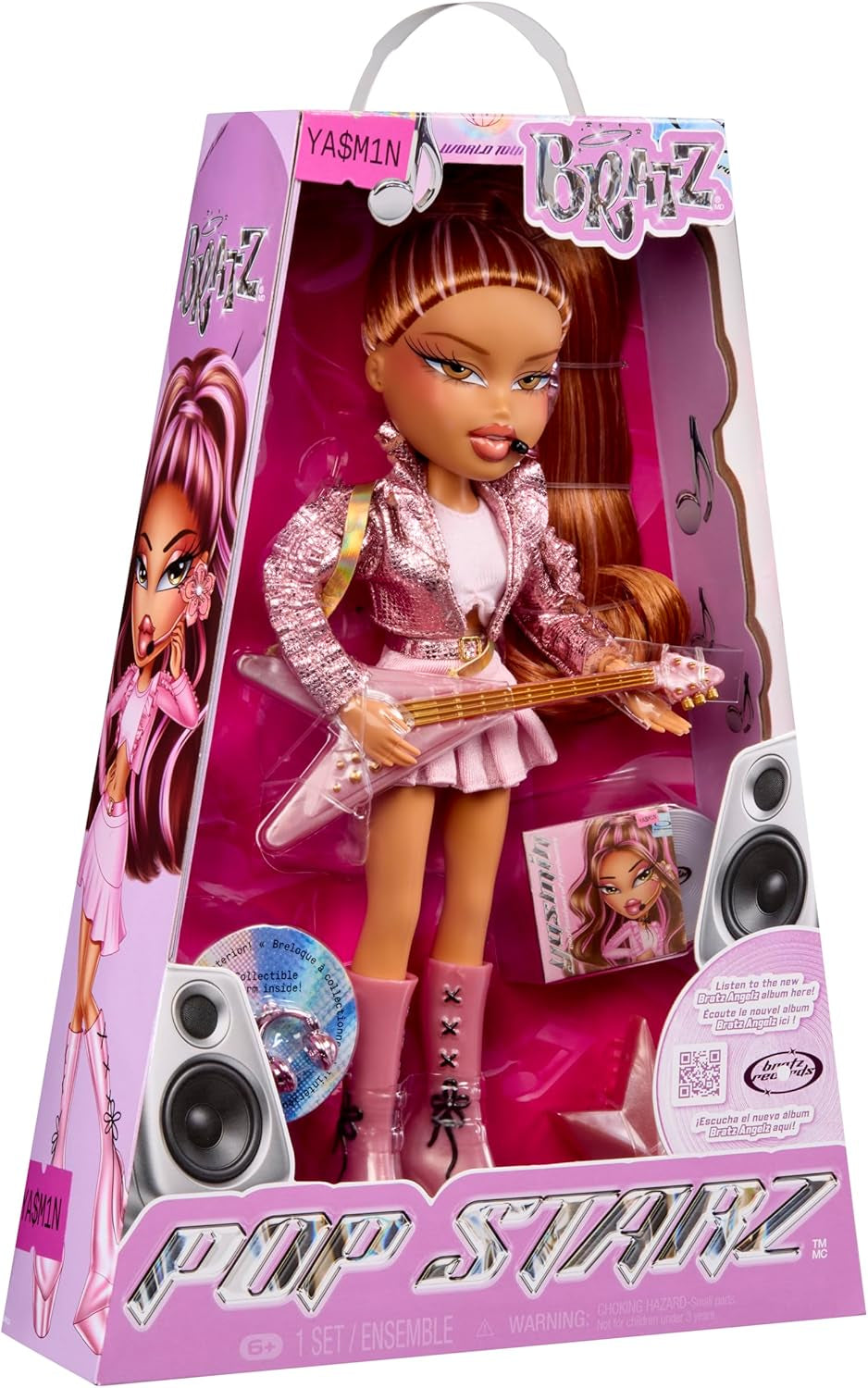 BRATZ Pop Starz Yasmin – Bambola alla moda con ciondolo da collezione, vestito e accessori musicali