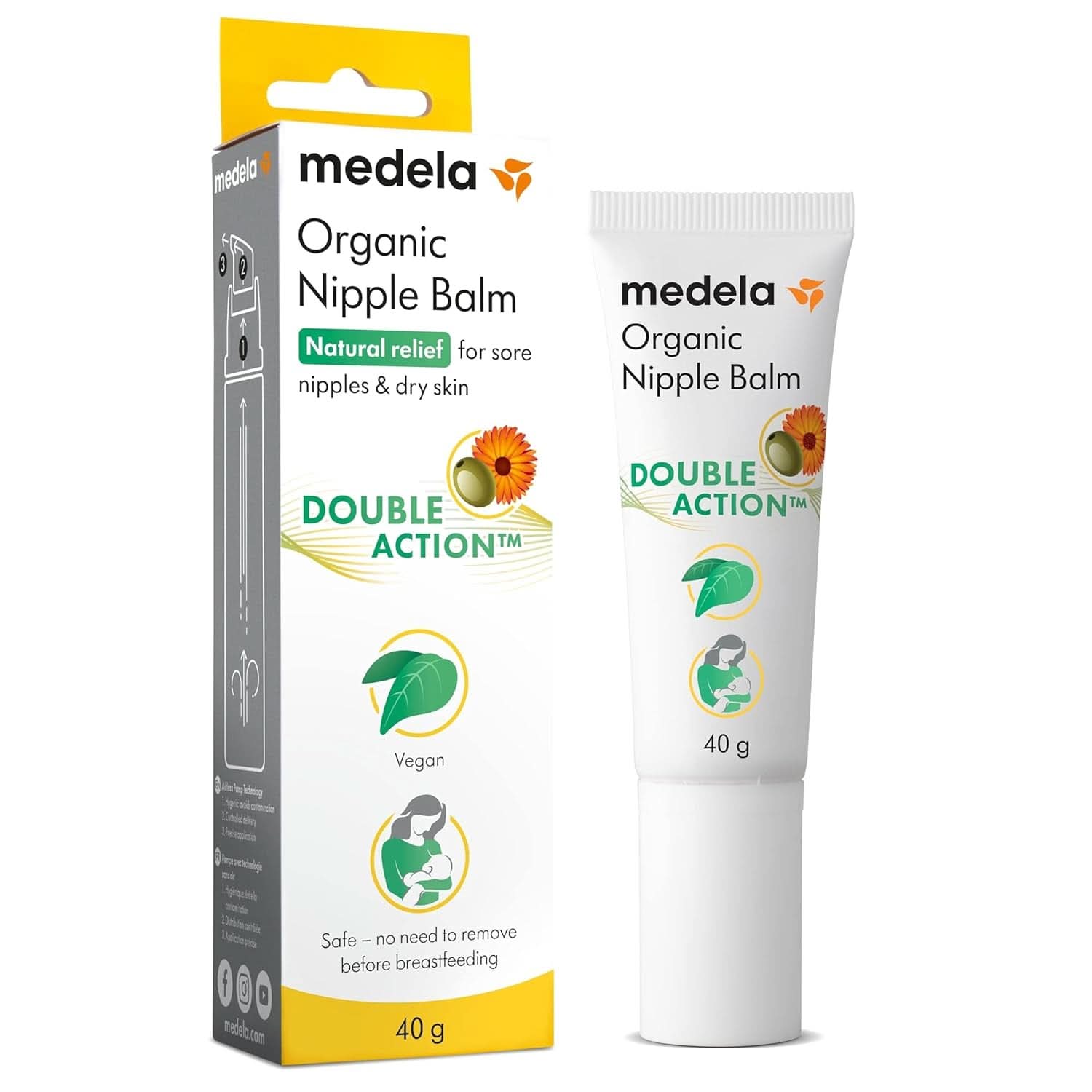 Medela Bio-Brustwarzenbalsm – Beruhigend Und Pflegend Für Stillende Mütter – Hergestellt Aus Naturichen, Sicheren Inhaltsstoffen – Linderung Bei Beanspruchten Brustwarzen – Postpartum Essentials 40 G Accessori Alimentazione e Allattamento Baby Naty Shop Bio Brustwarzencreme 40G