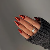 Unghie cromate autoadesive - Colla glitterata marrone mandorla media sulle unghie Unghie finte glitterate Colla sulle unghie artificiali Unghie acriliche smaltate per donne 24 pezzi