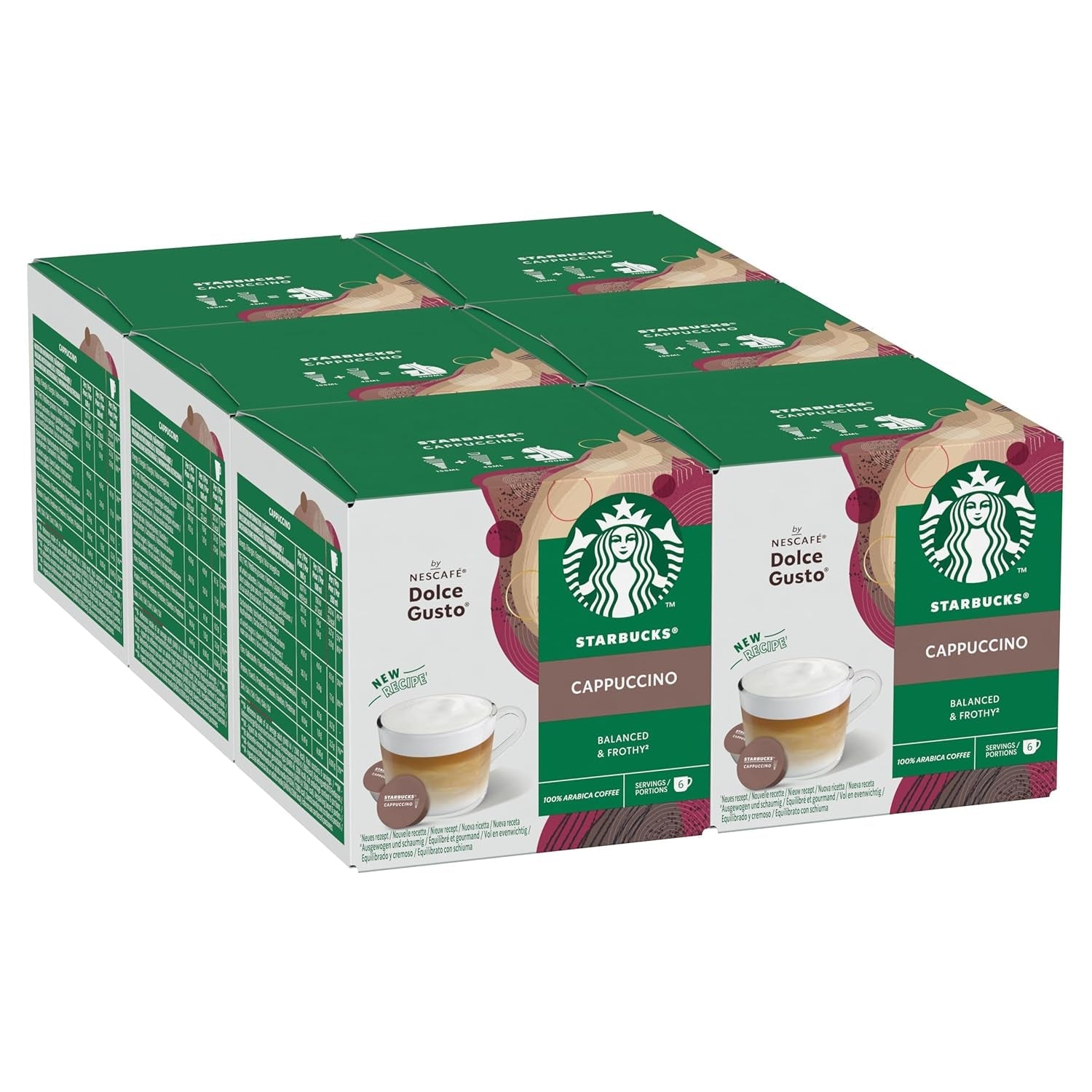 STARBUCKS Cappuccino di Nescafé Dolce Gusto Kaffeekapseln 6 x 12 (72 Capsule)