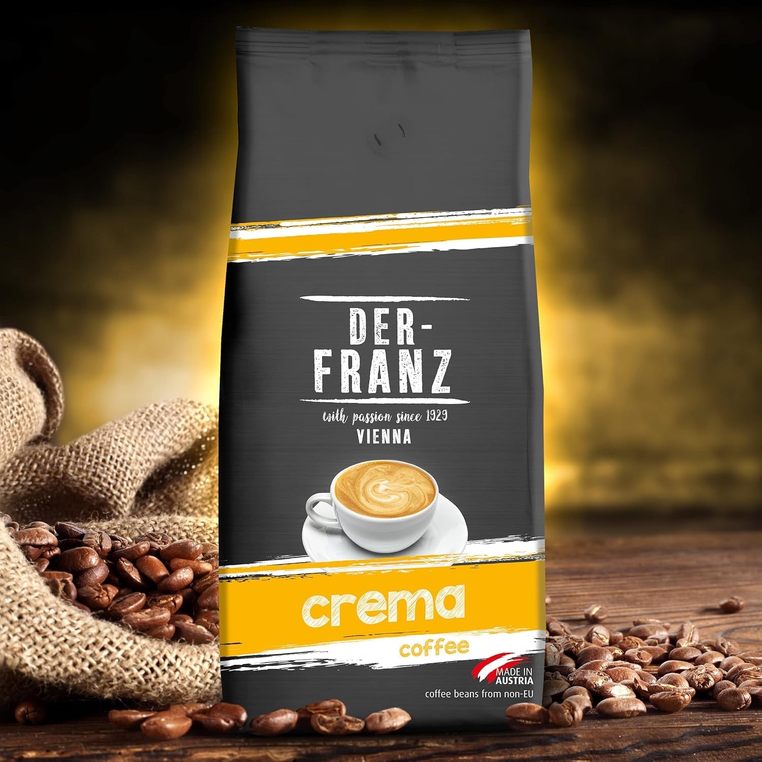 DER-FRANZ Kaffee Crema, Intensità 4/5, 100% Arabica, ganze Kaffeebohnen, 1000g