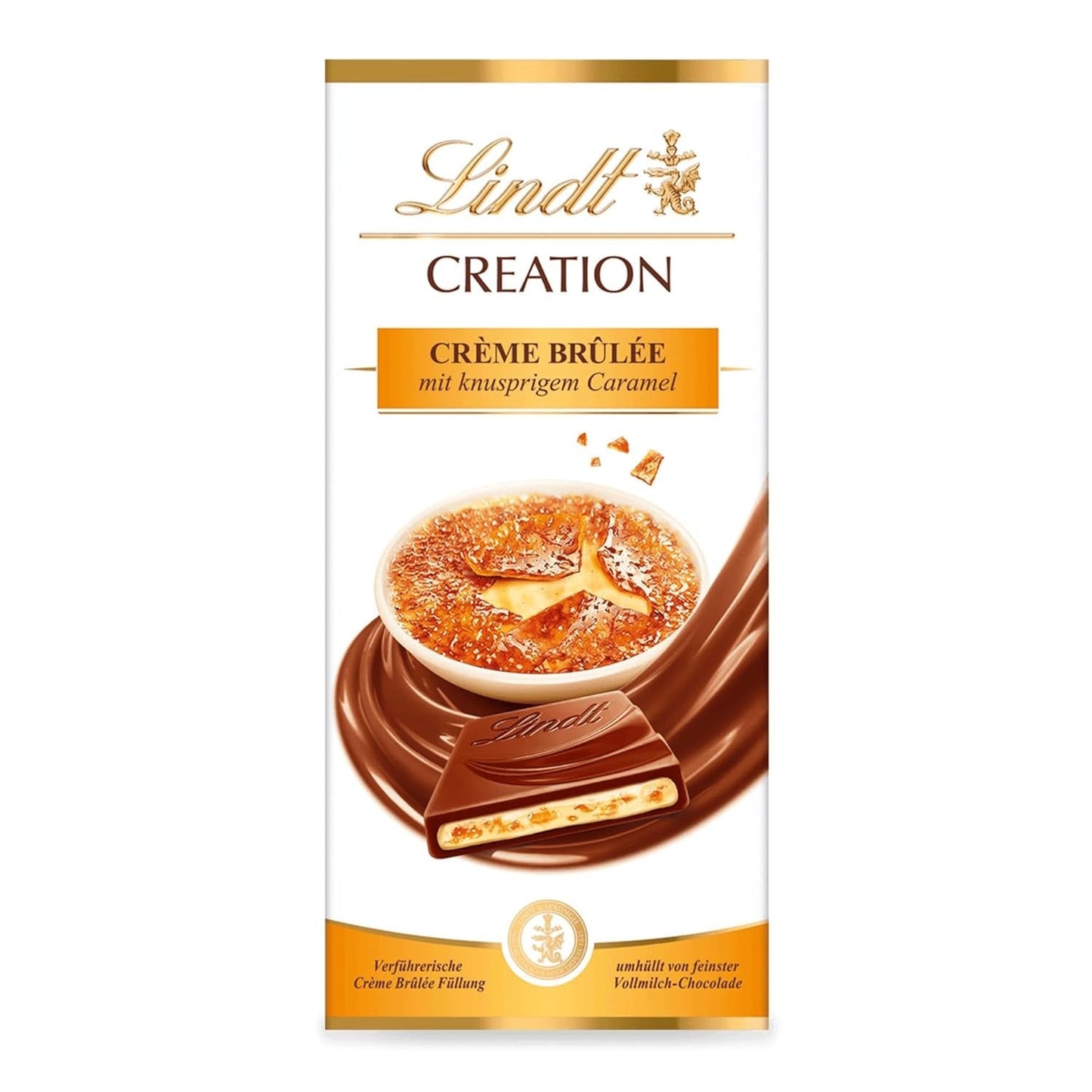 Lindt Schokolade Creation Crème Brûlée Tafel | Crème Brûlée Füllung Mit Knusprigem Karamell, Umhüllt Von Feinster Vollmilch-Schokolade | Schokoladentafel | Schokoladengeschenk, 150G Titolo predefinito di Naty Shop