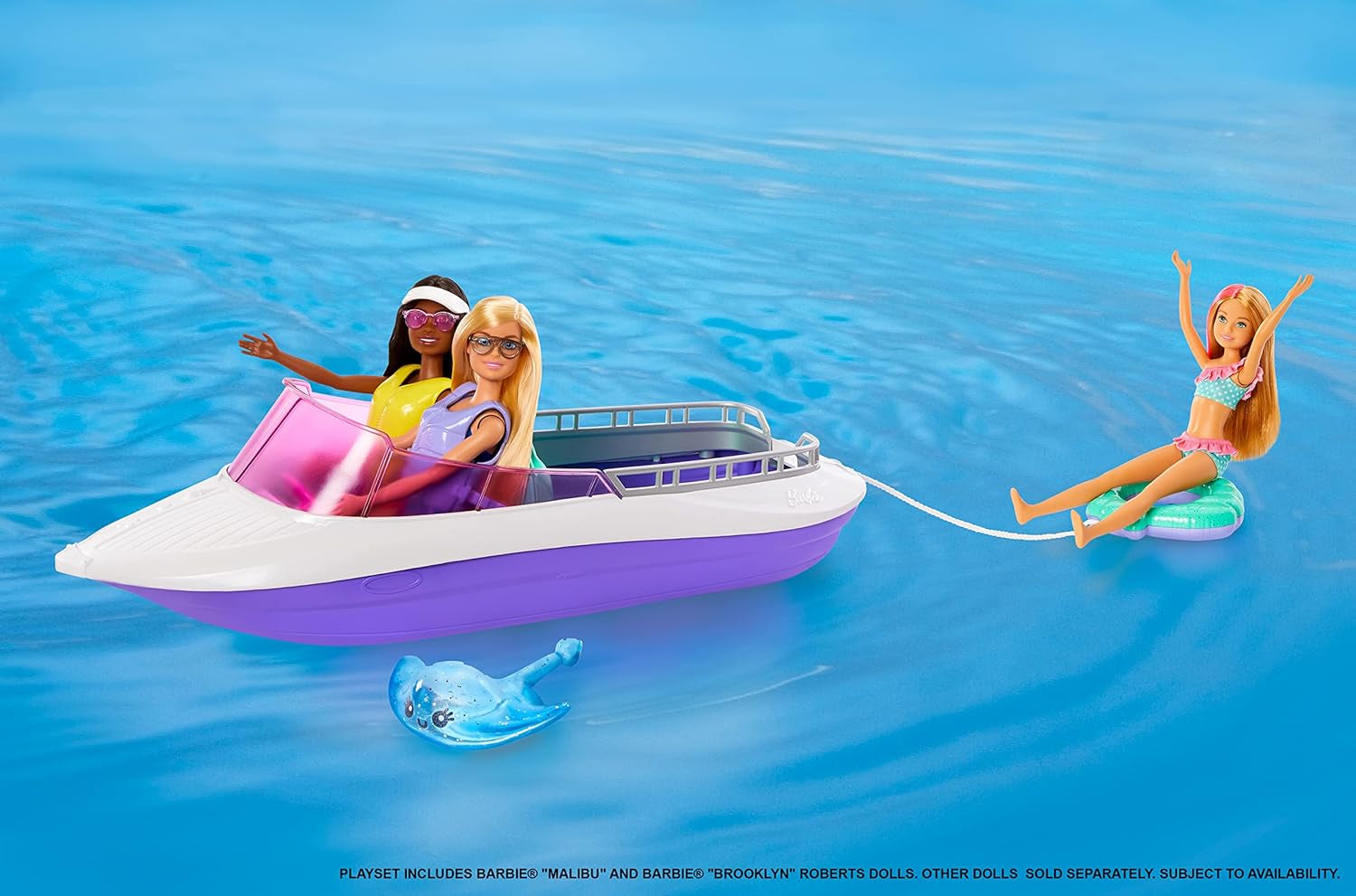 Barbie HHG60 - Barca a Motore Sirena con 2 Bambole (Bionda/Bruna) e Accessori Vari, Giocattolo per Bambini dai 3 Anni in su