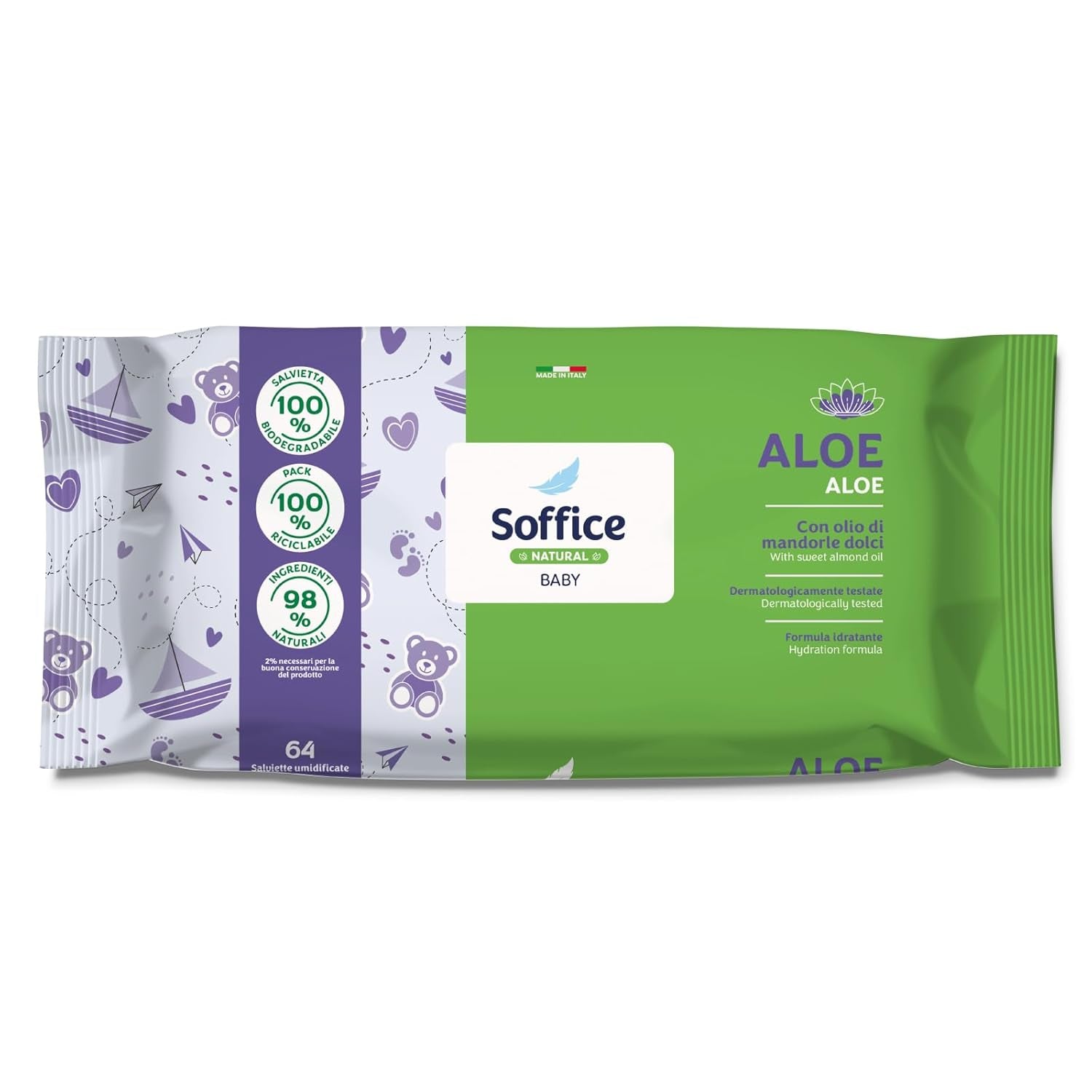 Salviette detergenti per neonati e bambini - formula idratante per l'igiene quotidiana di neonati e bambini - 12 confezioni da 64 salviette