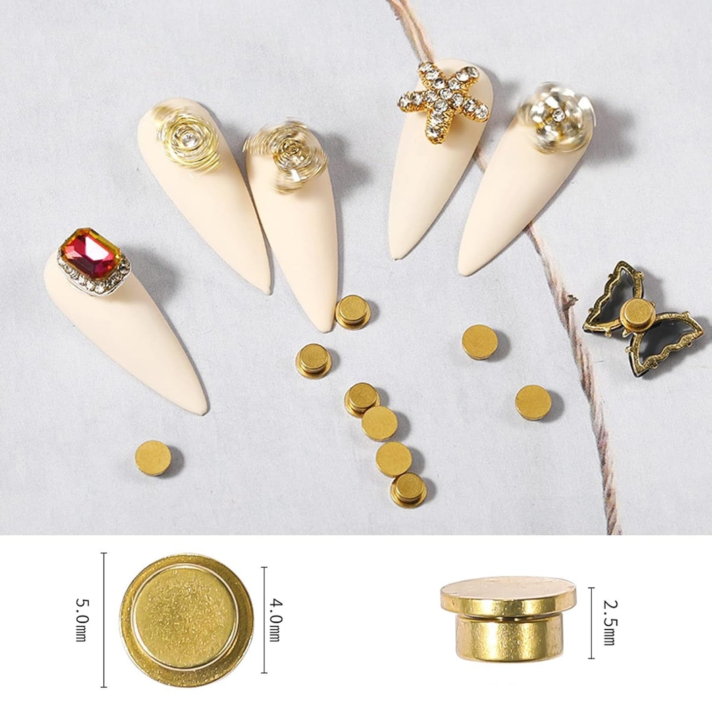 Ciondolo rotante per nail art, 20 pezzi Ciondoli per unghie rotanti Cuscinetto rotante per unghie per design per nail art Fai da te Strumenti Strumenti