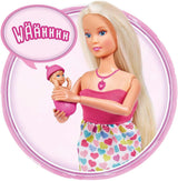 Simba 105733480 - Zainetto Steffi Love, bambola incinta con bebè e suoni fantastici, accessori bebè e marsupio, bambole rosa Naty Shop