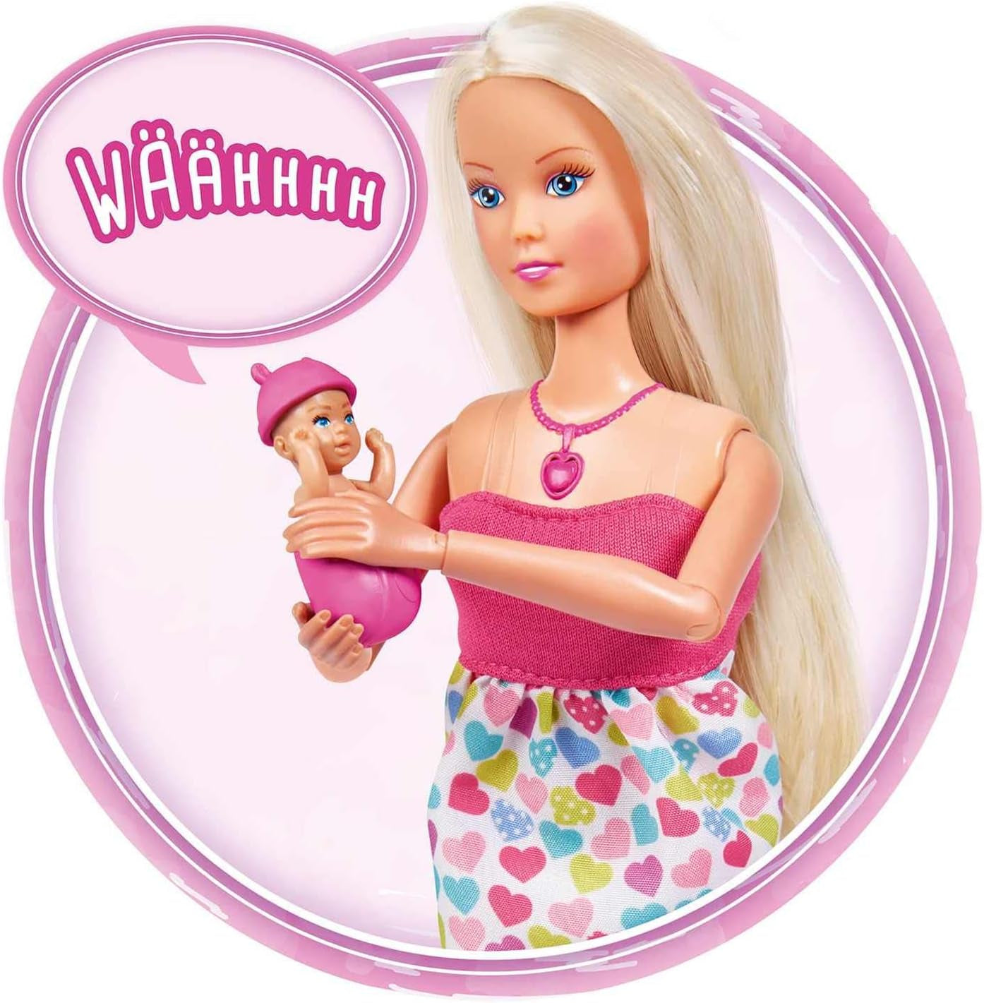 Simba 105733480 - Steffi Love Baby Bliss, bambola incinta e suoni fantastici, accessori e marsupio per bebè