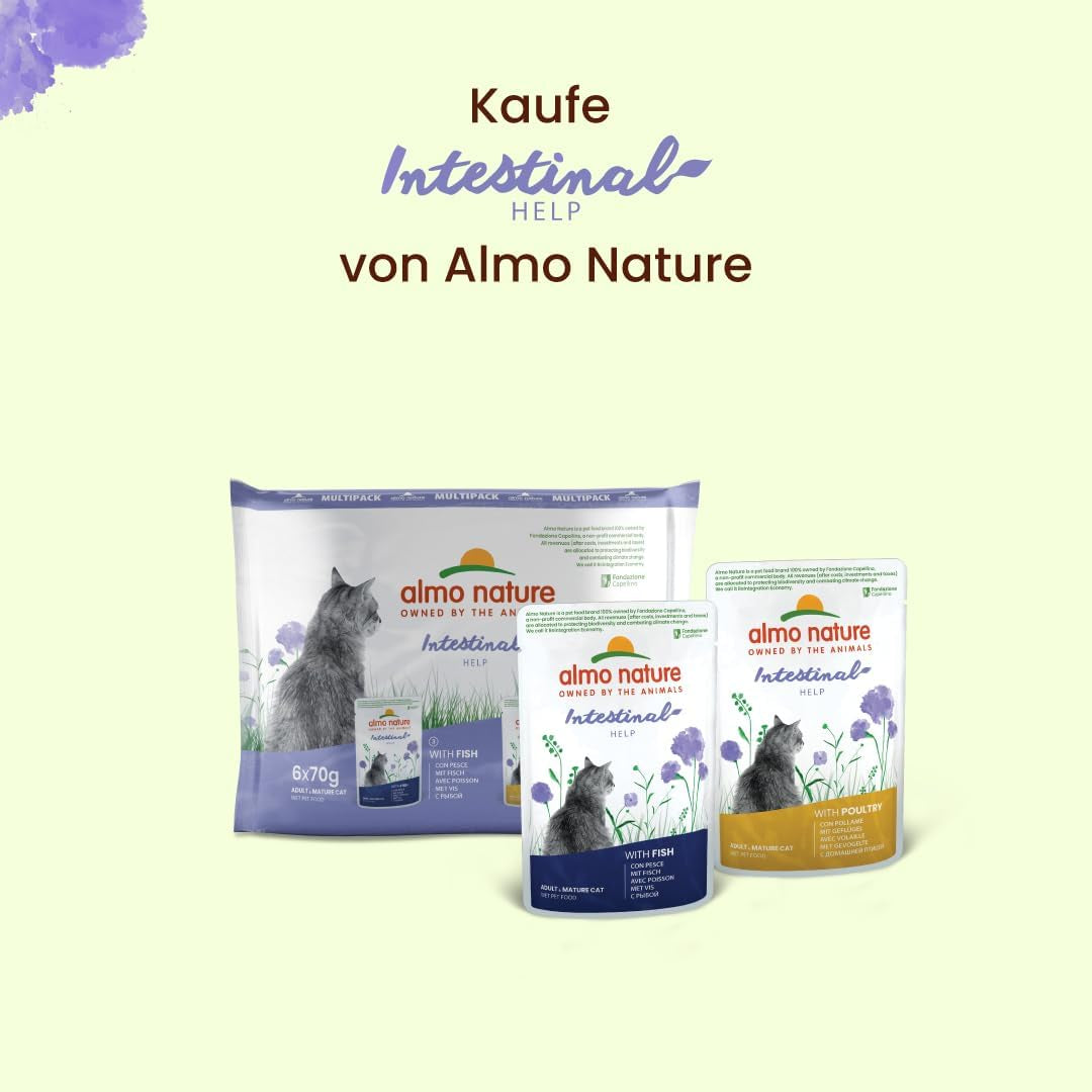 Almo Nature Functional - Intestinal Help - Alimento umido per gatti adulti e maturi con intestino sensibile - con pesce - sostiene il microbioma - 70 g (confezione da 30)