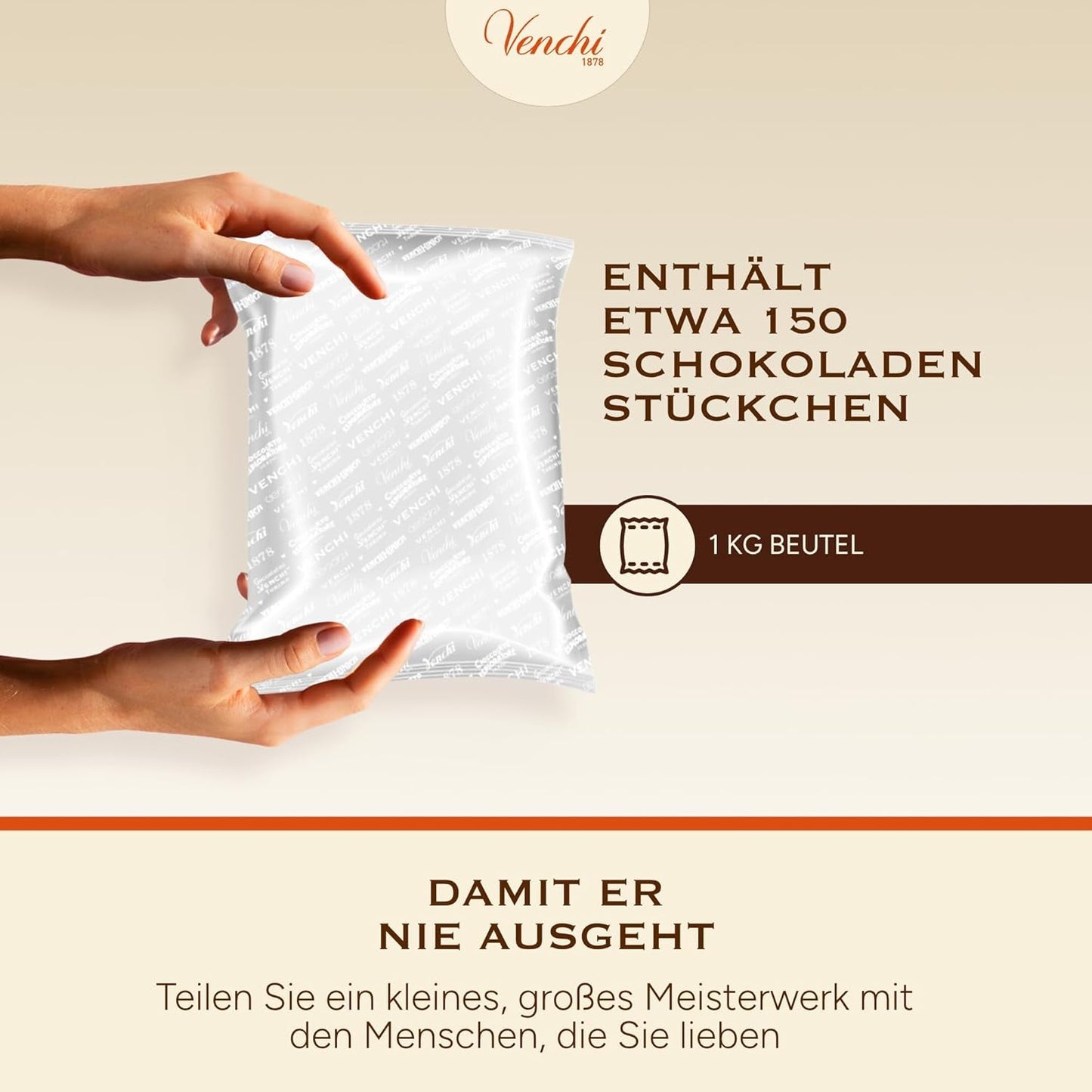 Venchi – Granblend Extra Black 75% NO Zuccheri Aggiunti, 1 kg – NO Dolcificanti Artificiali – Senza Glutine – Vegan