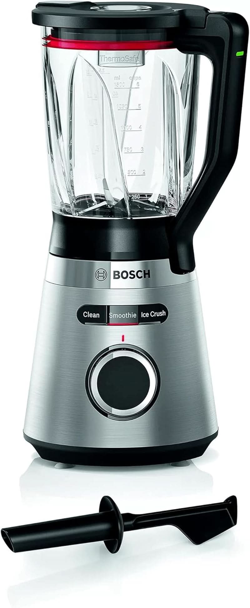 Robot da cucina Bosch Vitapower Serie 4 MMB6382M, Edelstahl-Klingen Made in Germany, 1,5 L Thermosafe Glasbehälter, Stopfer, Sicherheitsdeckel, Spülmaschinengeeignete Teile, 30.000 U/Min, 1200 W, Edelstahl Kitchen Naty Shop Robot da cucina