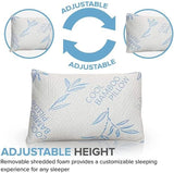 Comfysleep Cuscino King Size in Viscosa di Bambù, Memory Foam Triturato e rinfrescante, Fodera Removibile/Lavabile in Viscosa di Bambù Regolabile, 2 Pezzi Naty Shop Cuscini Standard