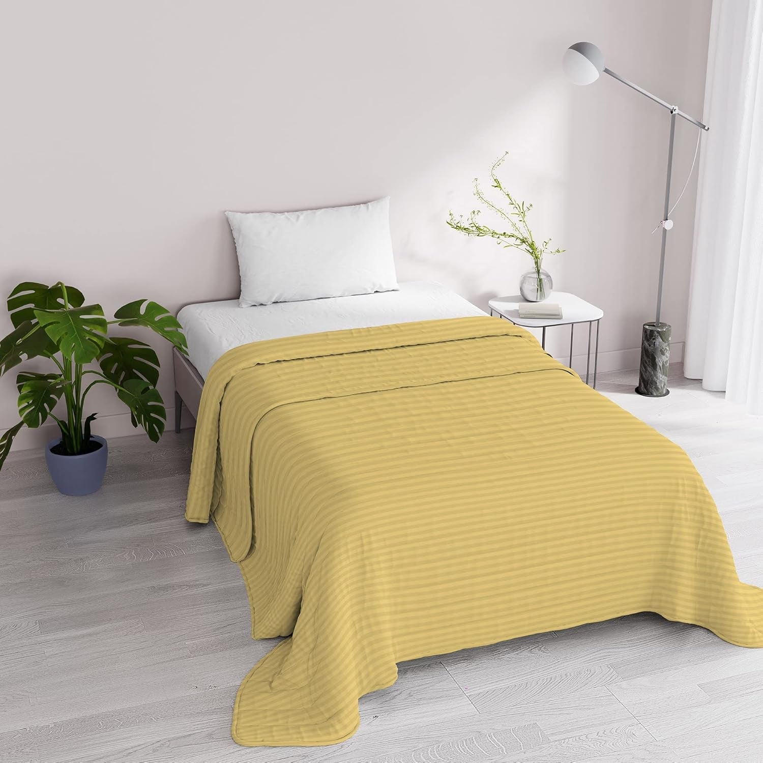 Trapunta estiva Satin Stripes, poliestere, panna, 260X250 Cm Trapunte e Trapunte Naty Shop Giallo 170X250 Cm