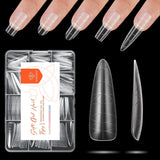 Modelones Nail Tips 216 pezzi - Set di punte per unghie a copertura totale, Set di punte in gel morbido, Punte per unghie in resina PMMA pre-lucidatura, Colla fai-da-te su unghie artificiali, Mandorle corte XS