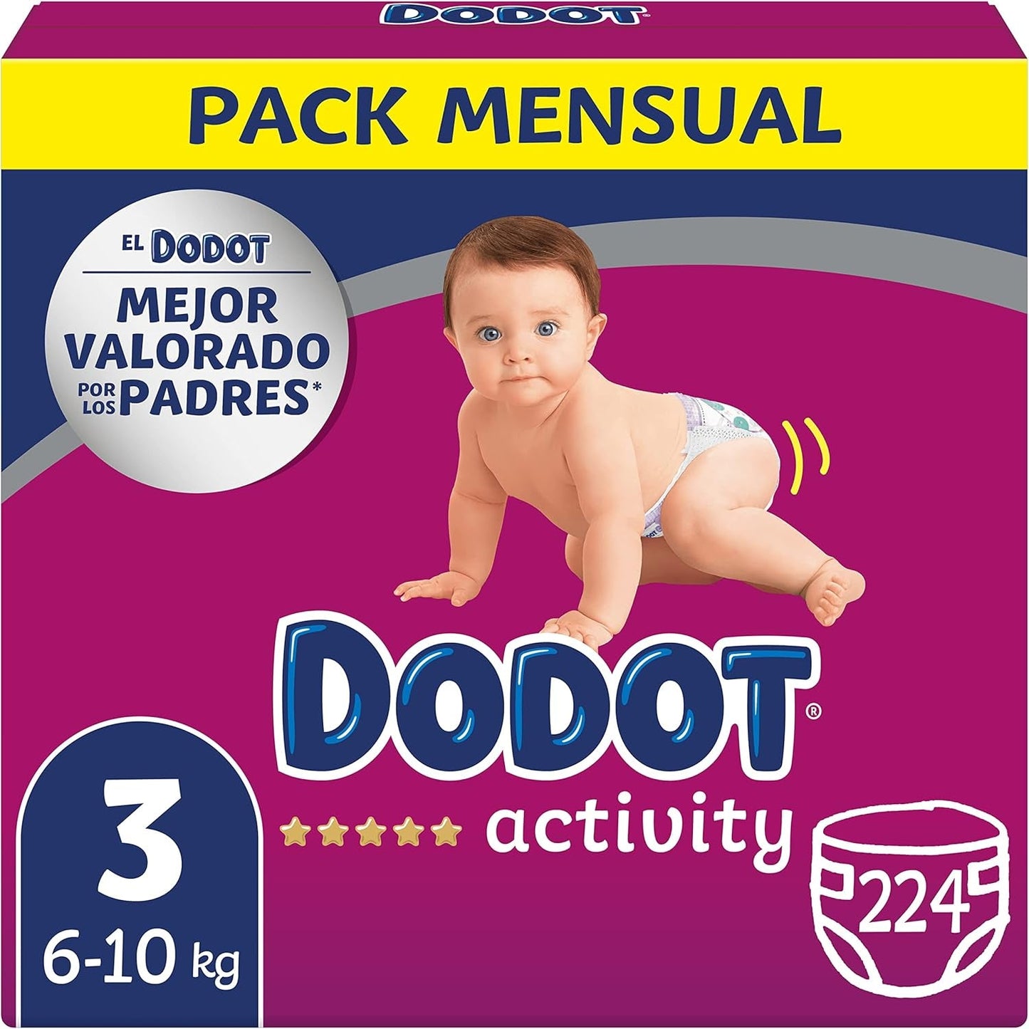 Pannolini per attività del bambino, taglia 3 (6-10 kg), 224 pannolini con vestibilità robusta