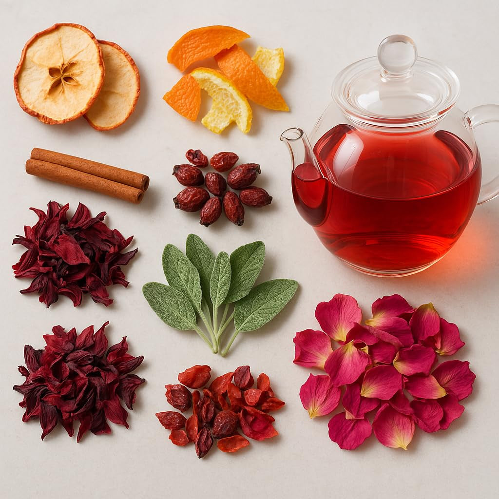 Tè alla frutta – 100 g Miscela di frutta aromatizzata con mela, ibisco e cannella – Busta con chiusura a zip, ca. 25 tazze – Senza additivi, confezionato in Germania