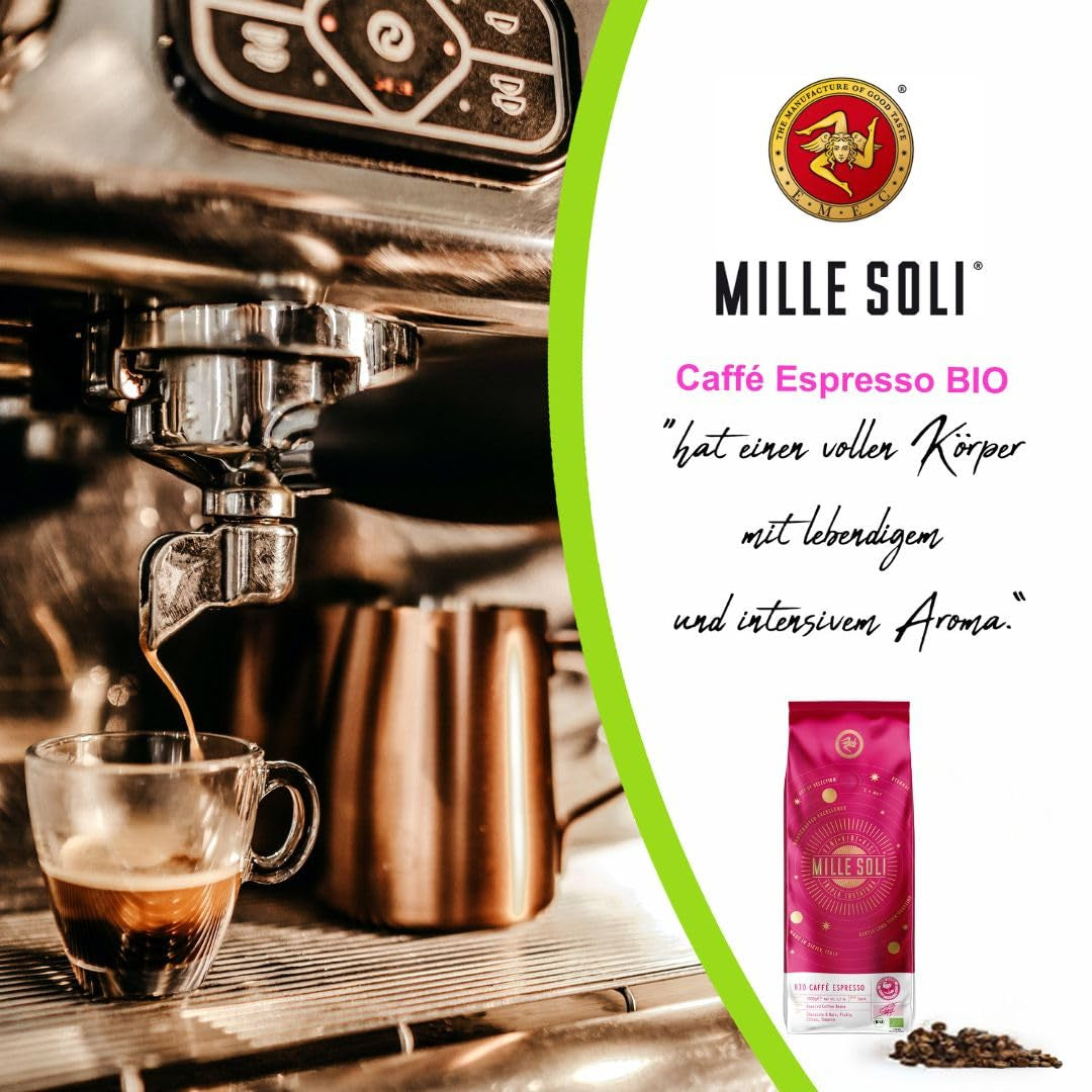 Caffè Organic Espresso in Grani 250g - 100% Biologico - Tostato in Sicilia - Metodo di tostatura artigianale secolare - Grani di Espresso Premium per macchine completamente automatiche e portafiltro