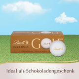 Lindt Schokolade - Palline da golf | 110G| Tre palline da golf Aus Lindt Vollmilch-Schokolade Mit Nougatcremefüllung und Waffelstückchen | Pralinengeschenk | Regalo per golfista | Schokoladengeschenk Naty Shop