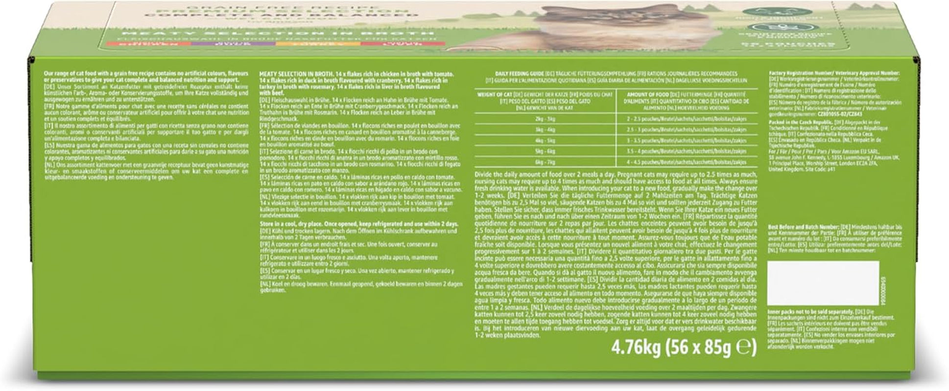 Alimento umido per gatti Amazon senza cereali per gatti adulti Selezione carne in gelatina 4,76 kg 56 confezioni da 85 g (precedentemente Lifelong)