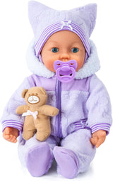 Bayer Design 94694AG 94694AA, Bambola funzionale, Piccolina Magic Eyes, bambola interattiva, muove la bocca, batte le palpebre e chiude gli occhi, parla, viola, 46 cm