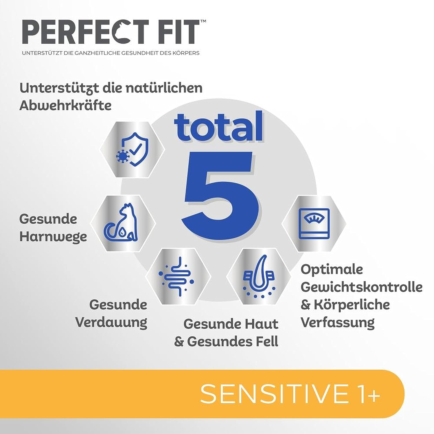 Cibo umido per gatti Perfect Fit Sensitive 1+ con pollo in salsa, 12 bustine, 12 x 85 g - Cibo umido premium per gatti sensibili a partire da 1 anno, senza frumento e soia, per favorire la digestione