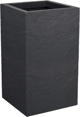 Fioriera Volcania Up, quadrata, alta, 36 l, aspetto pietra, parete singola, serbatoio dell'acqua, 29,5 x 29,5 x 49,5 cm, grigio antracite