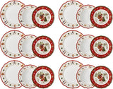 Hutschenreuther Happy Wintertime Red Christmas Servizio Tavola per 6, Porcellana, Multicolor, 6 Piatti Colazione, 6 Piatti Piani e 6 Piatti Piani, Lavabili in Lavastoviglie e Utilizzabili nel Microonde