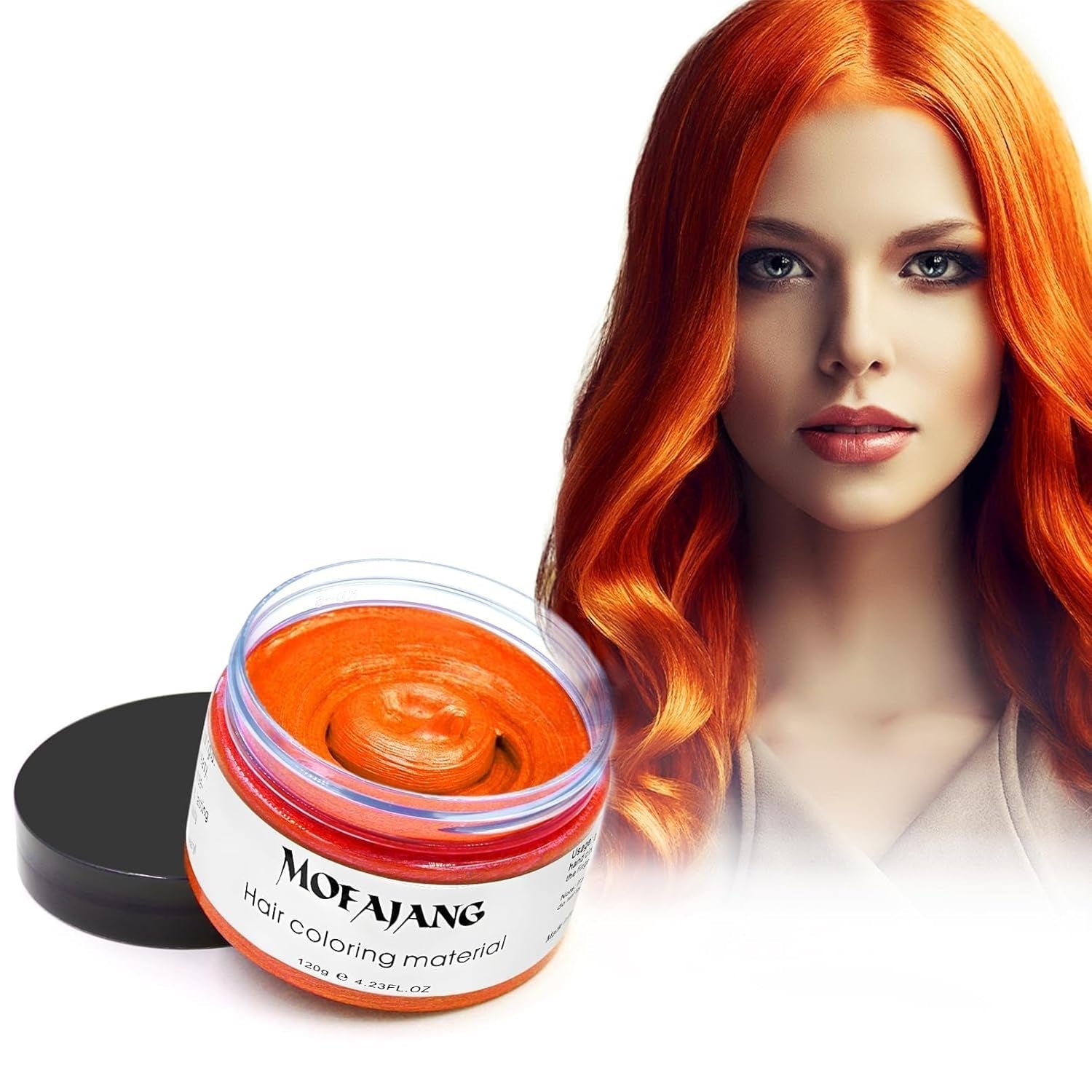 Tintura Per Capelli Temporanea, Cera Colorante Per Uomo Donna, Pomata Colorante Naturale Lavabile, Tintura Per Capelli Istantanea Per Feste, Cosplay, Halloween (Rosso) Naty Shop Tintura Per Capelli Arancione 120G (1 Confezione)
