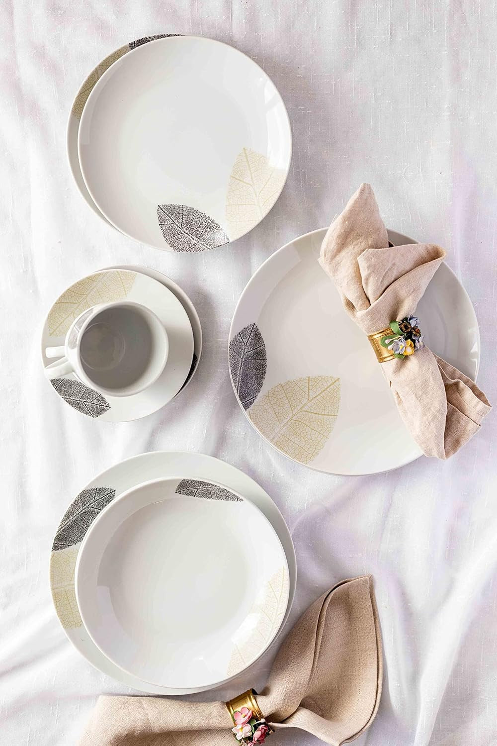 MÄSER 931215 Servizio da tavola splendidamente decorato per 6, servizio combinato 30 pezzi, con forme senza cornice, porcellana, bianco