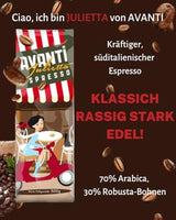 AVANTI Julietta Caffè espresso in grani, 500g, 70% Arabica 30% Robusta, tostatura tradizionale a tamburo