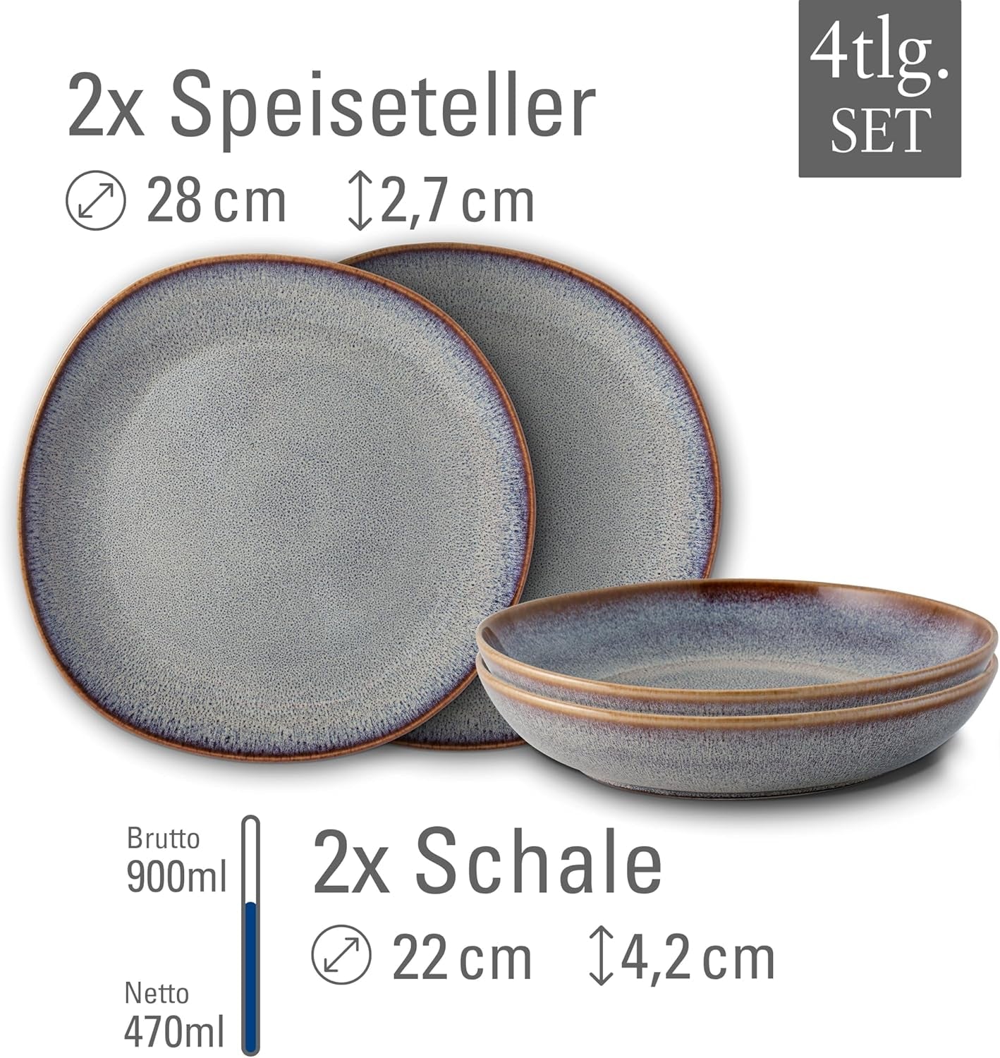 Set da tavola Lave beige di Villeroy & Boch, 4 pezzi, ca.