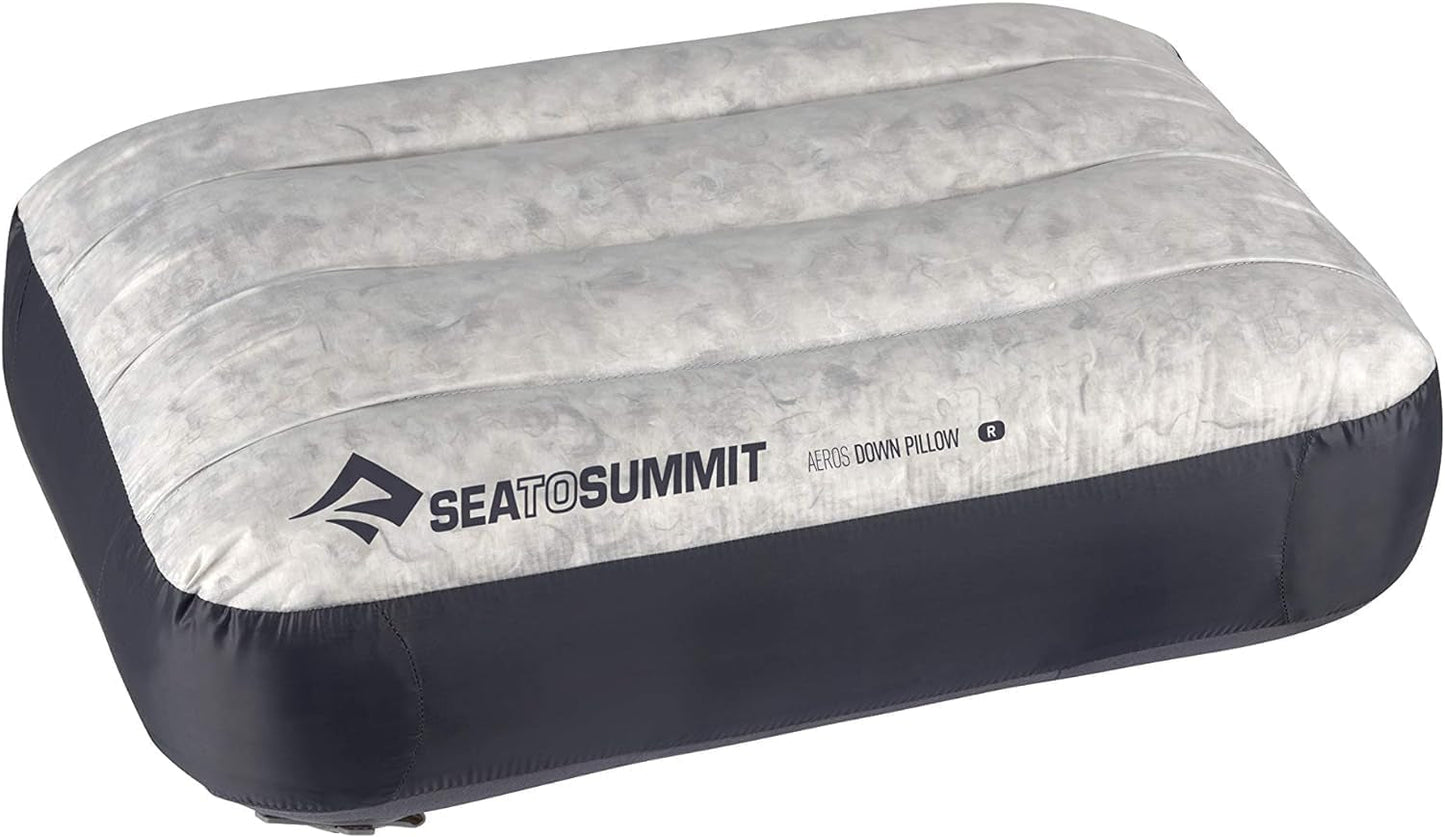 Sea to Summit - Cuscino da viaggio Eros Down L - Ultraleggero e gonfiabile - Materiale 10D - Cuscino in piuma Premium - Antiscivolo - Per escursionismo e campeggio - 42 X 28 X 12 cm - Grigio - 95 G Naty Shop Cuscini da viaggio Regular Grigio