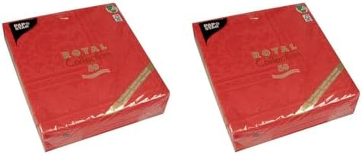 50 tovaglioli premium "ROYAL Collection" 1/4 pieghe 40 cm x 40 cm rosso "Ornamenti" di alta qualità (confezione da 2)