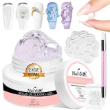 NAILGIL Smalto per unghie gel solido, Colla per unghie gel solido, Scultura per nail art 3D con set di strumenti, Salone per la casa fai-da-te, Trasparente 15G