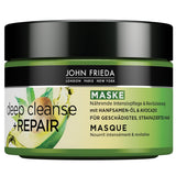 John Frieda - Maschera/Trattamento Deep Cleanse & Repair - Contenuto: 250 ml - Con olio di semi di canapa + avocado nutriente - Maschera lenitiva per capelli danneggiati Naty Shop Hair Mask 250 Ml (1 confezione)