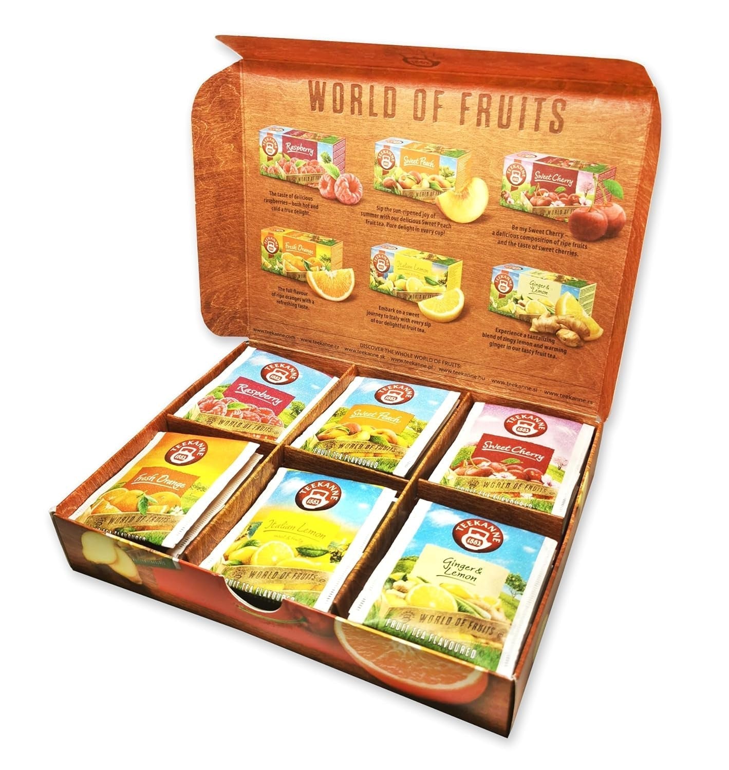 Teekanne World of Fruits (NUOVA EDIZIONE) - Scatola con selezione di tè alla frutta - 6 gusti * 5 bustine di tè