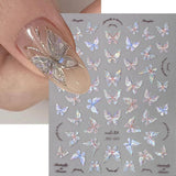 Glänzend Aurora Shell Schmetterling Nagelsticker Selbstklebend, Erleichterung Schmetterlinge Nail Sticker Rosa Laser Schmetterling Nagelaufkleber Für Frauen Nageldesign Zubehör Nagel Zubehör Nail Art