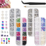 5820 Stück Strasssteine ​​​​Nägel, Glitzersteine ​​​​Nägel Und Halbrunde Perlen, AB Kristall Strass, Flatback Nagel Steine ​​Mit Pinzette Und Stift Für Nagel/Diy (Mehrere Größen Und Farben)
