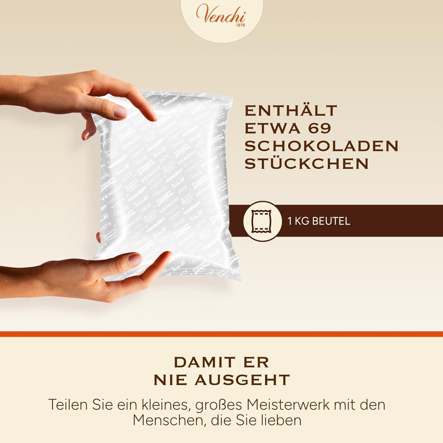 Venchi - Tavolette di cioccolato al latte e nocciole - Zucchero 70% - Praline con Nocciole Piemonte IGP intere, 1 kg - Senza glutine