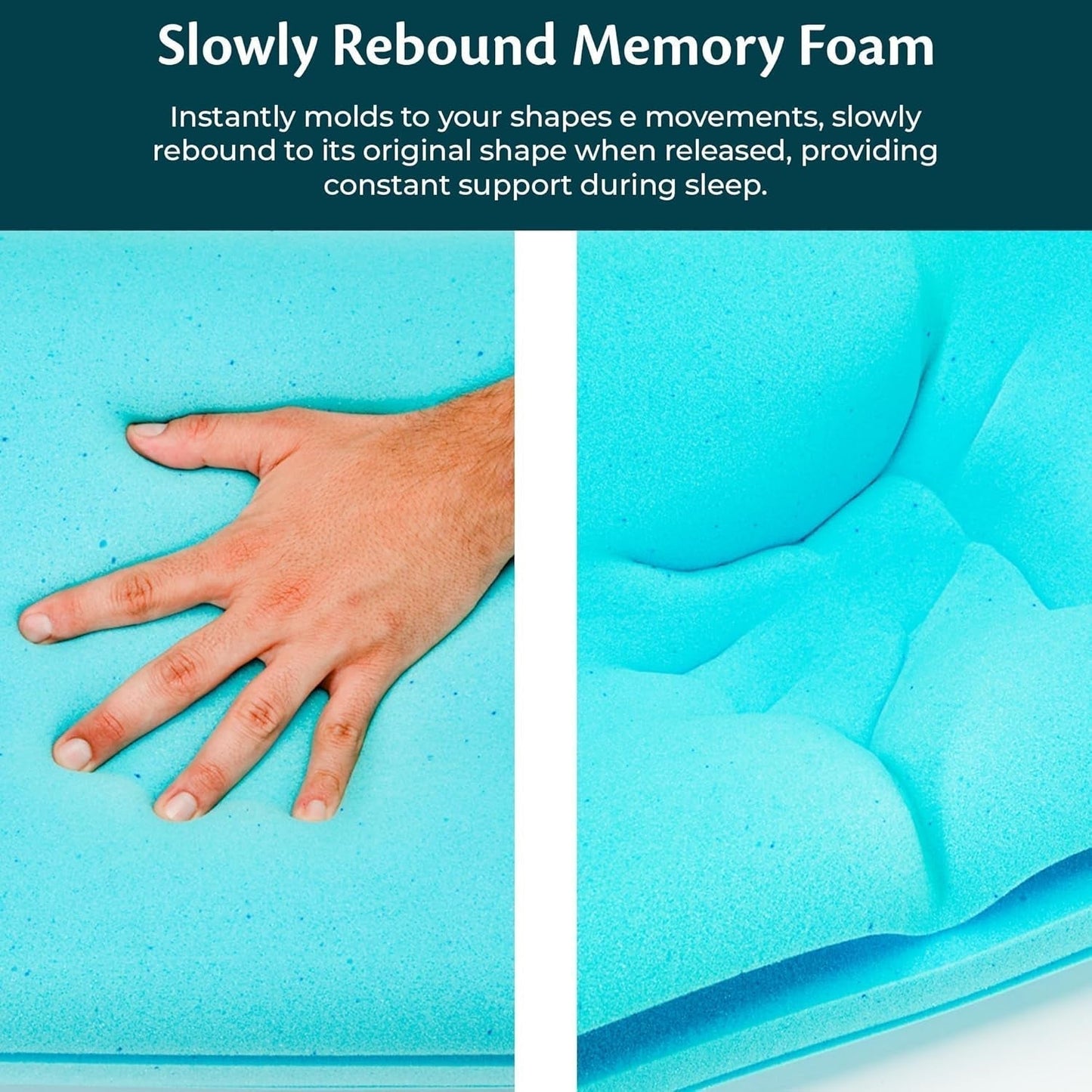 Supporto per il collo Cuscino in memory foam regolabile in altezza Cuscino da letto ortopedico ed ergonomico Cuscino per alleviare il dolore al collo Supporto per il collo e poliestere lavabile anti russamento. Copricuscini ortopedici cervicali Naty Shop