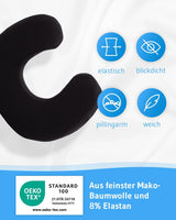 Federa nera confezione doppia perfetta per cuscini collo ANDAR Cotone makò (doppio jersey) Non stirare e asciugare in asciugatrice Set di 2 federe con cerniera Cuscini ortopedici cervicali certificati Oeko-Tex Naty Shop