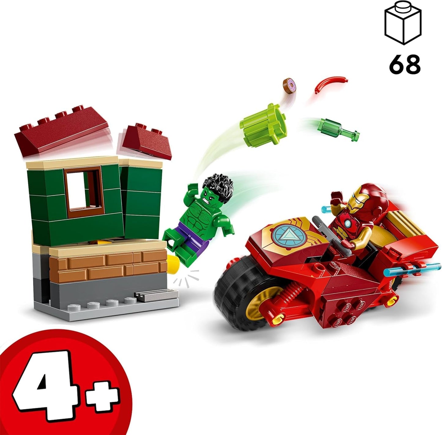 LEGO Marvel Iron Man con bici e Hulk, giocattolo da costruzione di supereroi per bambini, set da collezione con bici e minifigure, regalo per ragazze e ragazzi di 4 anni 76287 Set da costruzione Besuche den LEGO-Store